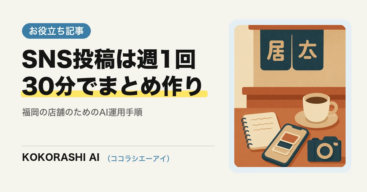 福岡の店舗がSNS投稿をAIで「週1回まとめ作り」する運用手順