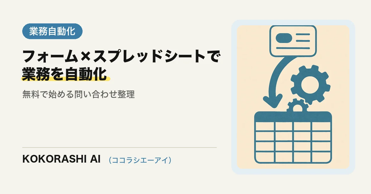 業務自動化の始め方|フォーム×スプレッドシートで問い合わせを整理する