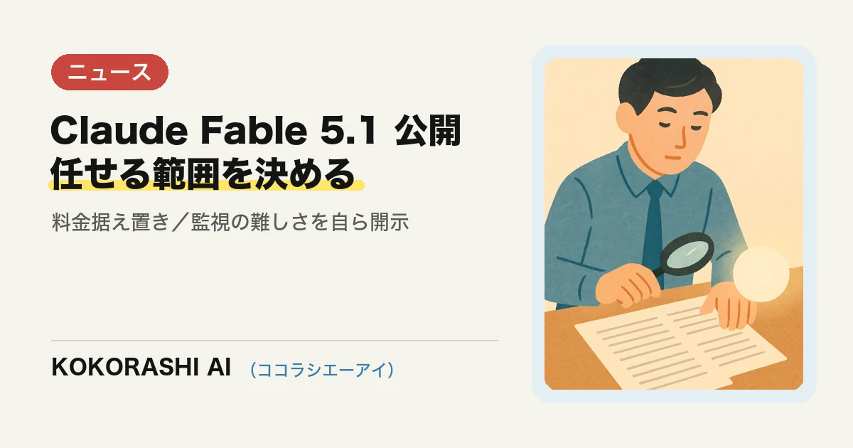 Anthropicが「Claude Fable 5.1」を公開|開示された監視の難しさから中小事業者が学ぶ「任せる範囲」の決め方