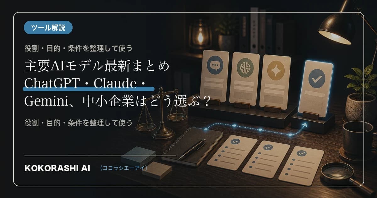 【2026年6月】主要AIモデル最新まとめ|ChatGPT・Claude・Gemini、中小企業はどう選ぶ?