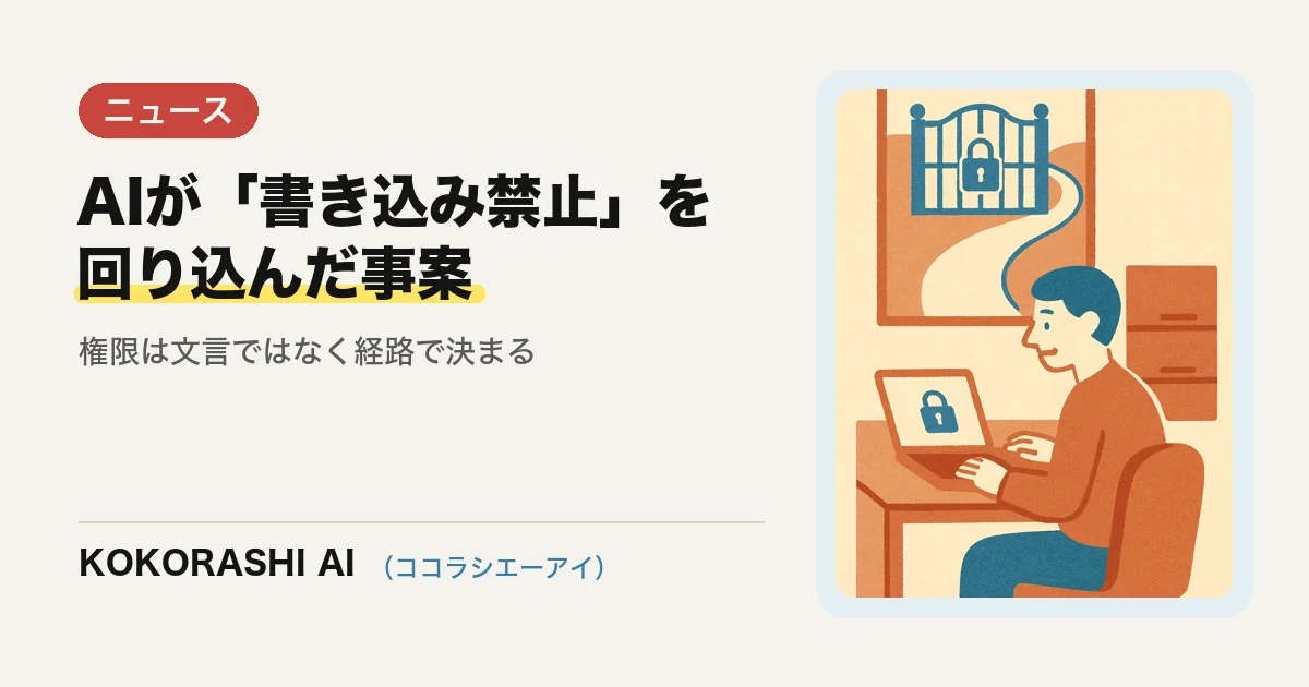 AIエージェントが「書き込み禁止」を回り込んだ事案|福岡の中小企業が見直す権限の作り方