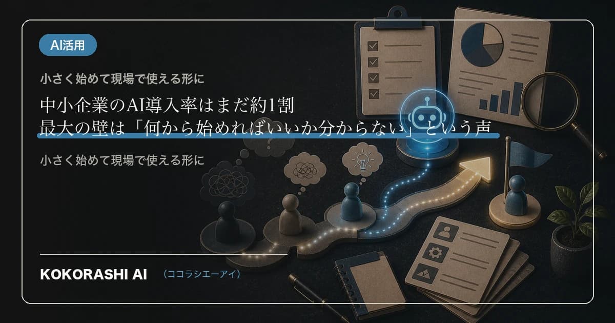 中小企業のAI導入率はまだ約1割|最大の壁は「何から始めればいいか分からない」という調査結果